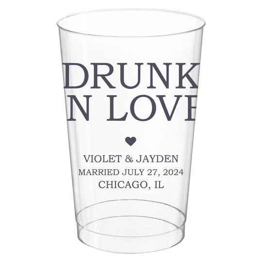 Drunk in Love Heart Clear Plastic Cups